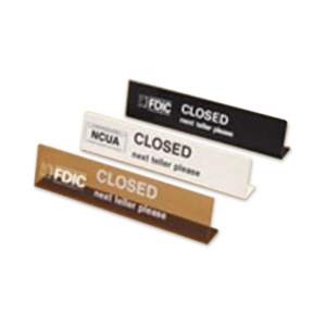 Easel-Style "CLOSED" Acrylic Signs with FDIC logo-Black