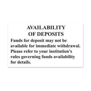 Availability of Deposits Decal, 5" X 2-3/4"
