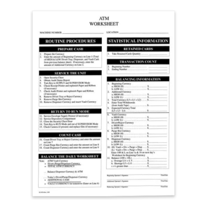 ATM Worksheet, 50 sheets/pad