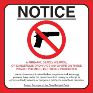 No Guns Sign, Single-Sided, 7" x 7", Opaque Background