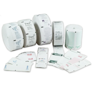 Custom Diebold Thermal Paper, Printed with Black Sensemark on back, 3.15" W x 5-3/4" D, 2 Rolls/Case