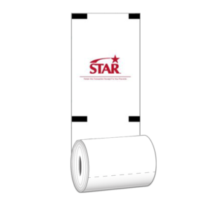 Receipt Rolls for NCR ATMs with STAR Logo<br>w/ Black Sensemarks, 4 rolls/case