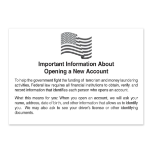 Single-Sided, 8-1/2" x 5-1/2", White Background with Black Lettering, Laminated Poster