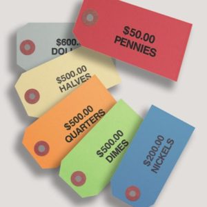 #3 Small Silver Bag I.D. Tags - Quarters, Orange, 1000/Box $500 Capacity