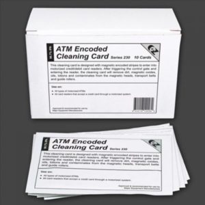 Encoded ATM Card Reader Cleaning Cards - for Motorized Card Readers, 10 individually pouched cards/box, Wet