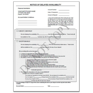 Notice of Delayed Availability