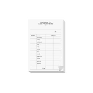 3.5" x 5.5" Cash For Payroll Form, 100 sheets/pad