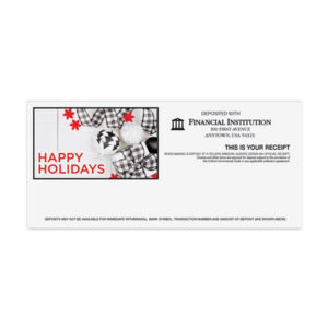 Holiday Teller Receipts, Printed Four-color litho, 2,500/case